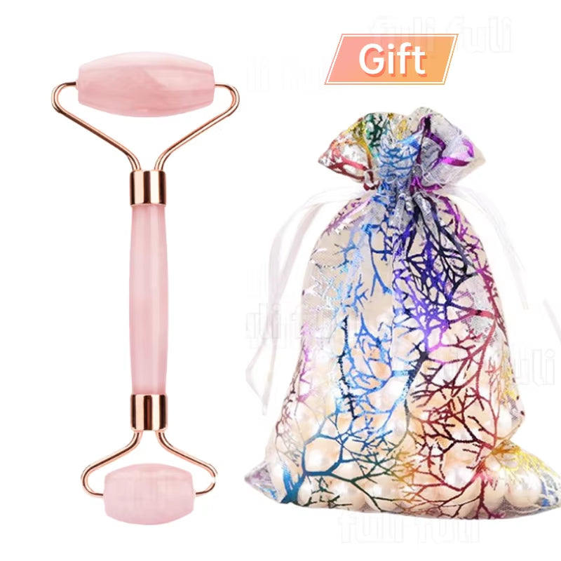 Rose Quartz Jade Roller & Gua Sha Facial Massage Set