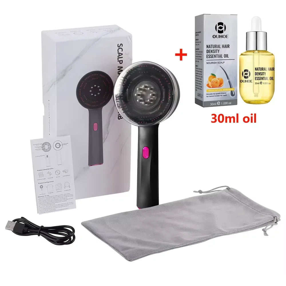 3-in-1 Red Light Scalp Massager & Hair Oil Applicator Brush