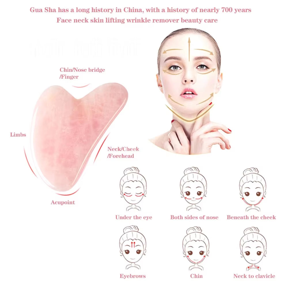 Rose Quartz Jade Roller & Gua Sha Facial Massage Set