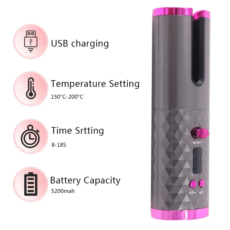 Luxury Automatic Wireless Hair Curler | USB Rechargeable Anti-Scald Curling Tool