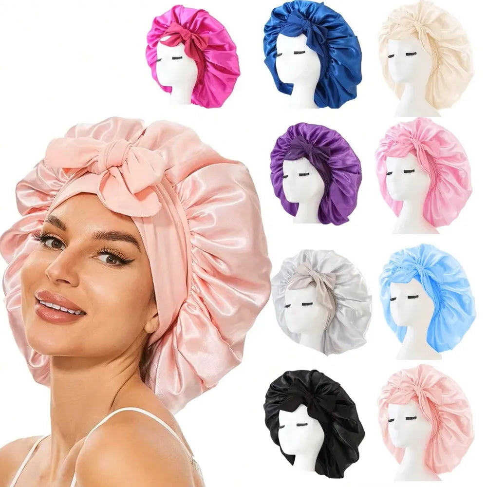 Luxury Satin Silk Bonnet – Adjustable Sleep Cap for Hair Protection