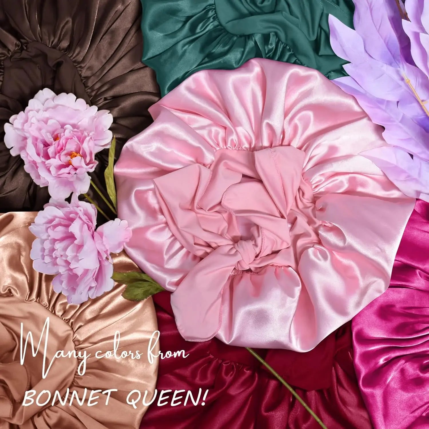 Luxury Satin Silk Bonnet – Adjustable Sleep Cap for Hair Protection