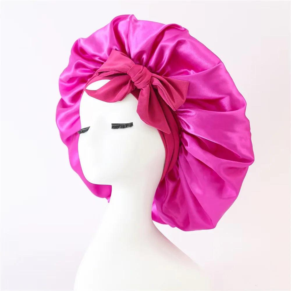 Luxury Satin Silk Bonnet – Adjustable Sleep Cap for Hair Protection