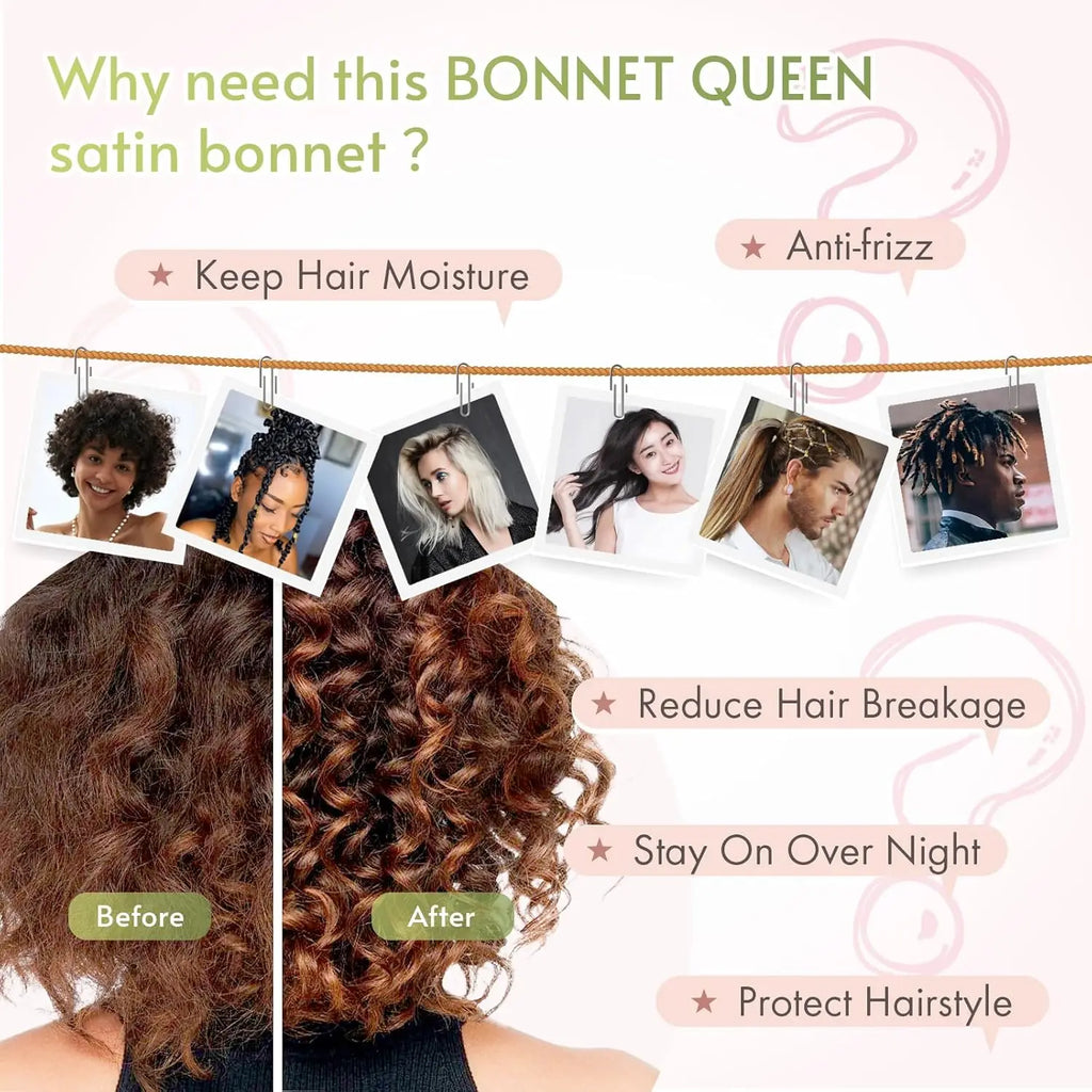 Luxury Satin Silk Bonnet – Adjustable Sleep Cap for Hair Protection