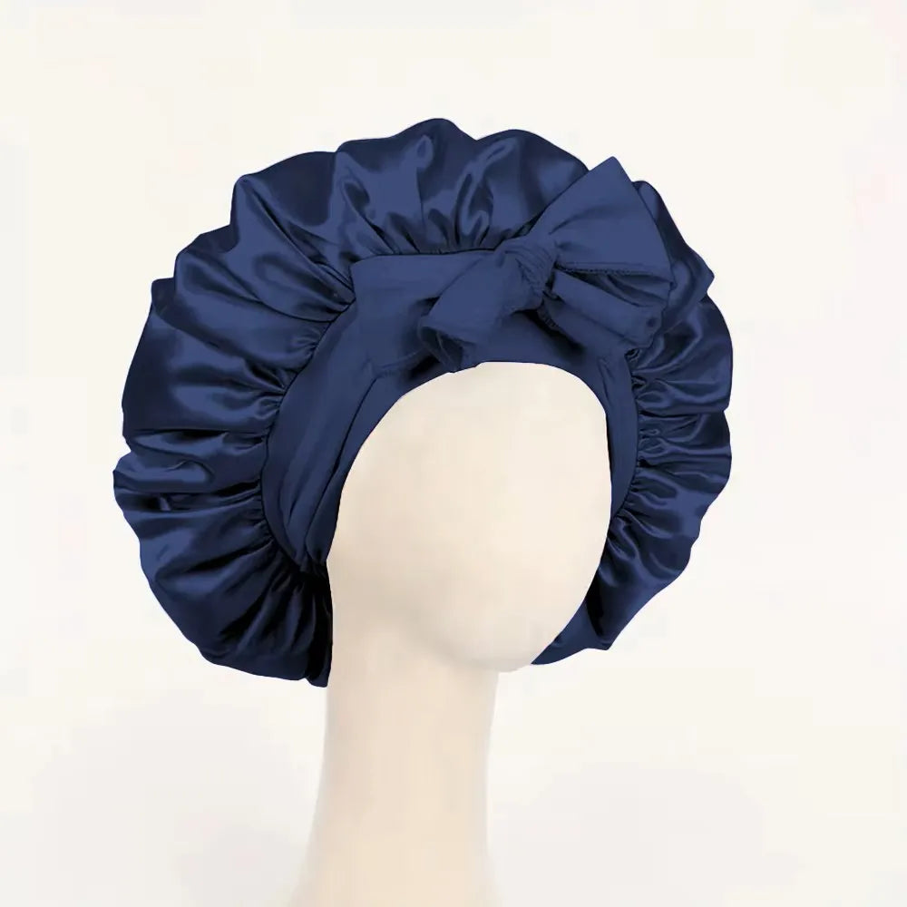 Luxury Satin Silk Bonnet – Adjustable Sleep Cap for Hair Protection