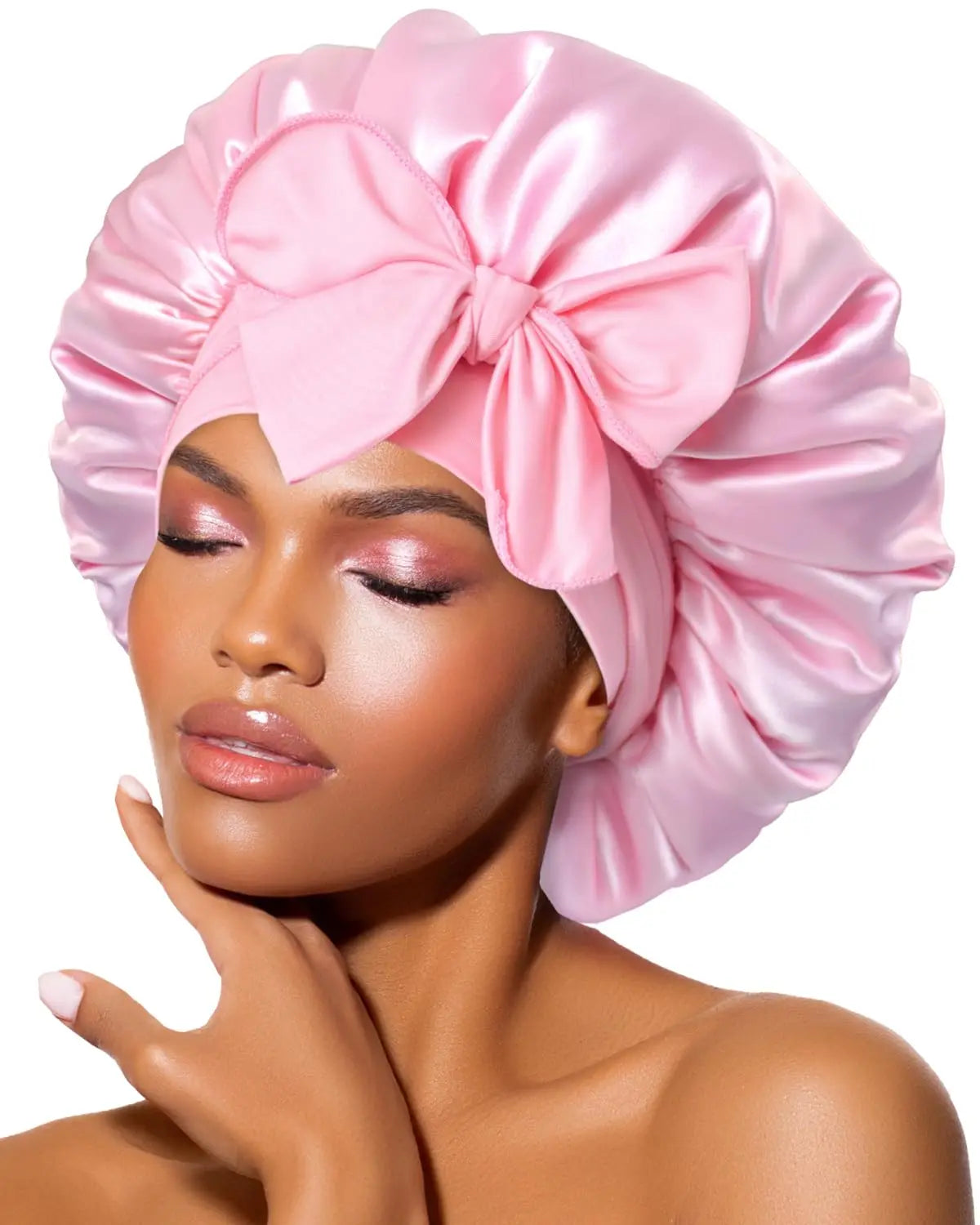 Luxury Satin Silk Bonnet – Adjustable Sleep Cap for Hair Protection