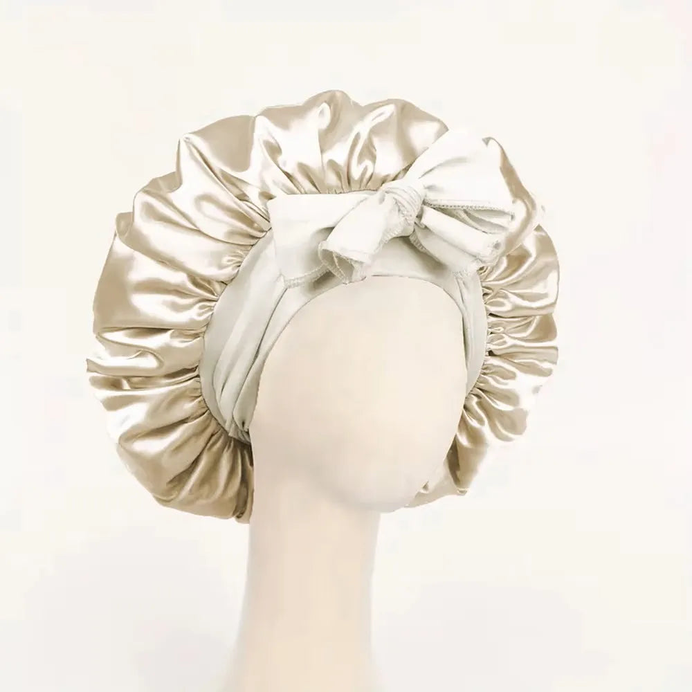Luxury Satin Silk Bonnet – Adjustable Sleep Cap for Hair Protection