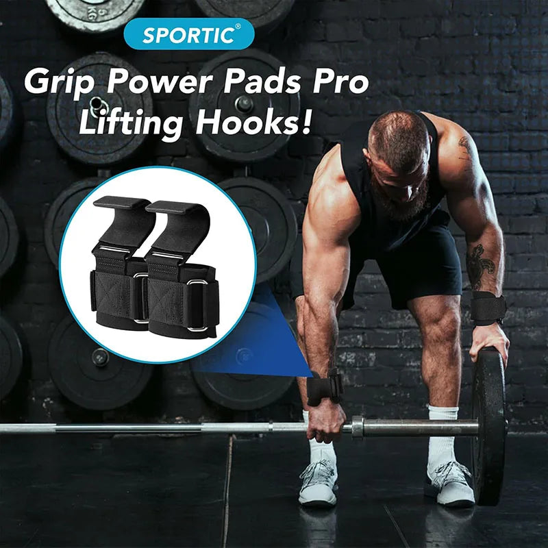 Weight Lifting Hook Grips with Wrist Wraps Hand-Bar Wrist Strap Gym Fitness Hook Weight Strap Pull-Ups Power Lifting Gloves