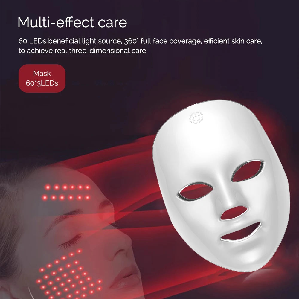 Rechargeable 7-Color LED Facial Mask | Light Therapy for Clear, Glowing Skin
