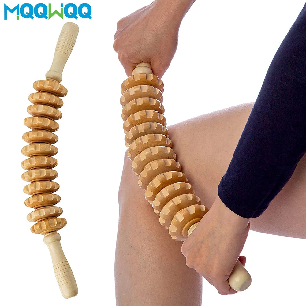 Wooden Lymphatic Drainage Massage Roller Stick | Body Sculpting & Muscle Relief Tool