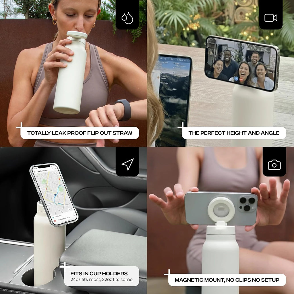 24oz Magnetic Phone Mount Insulated Water Bottle