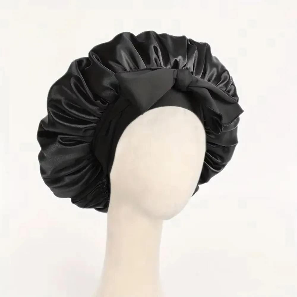 Luxury Satin Silk Bonnet – Adjustable Sleep Cap for Hair Protection