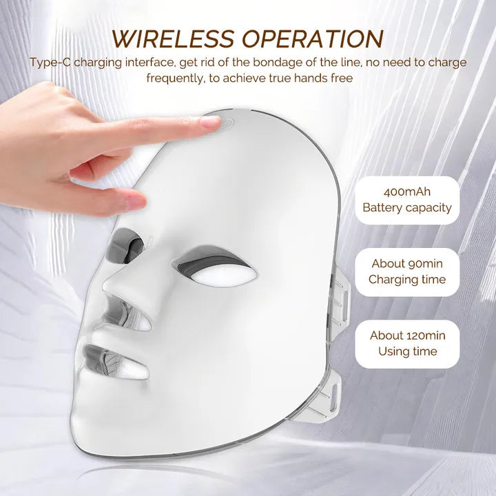 Rechargeable 7-Color LED Facial Mask | Light Therapy for Clear, Glowing Skin