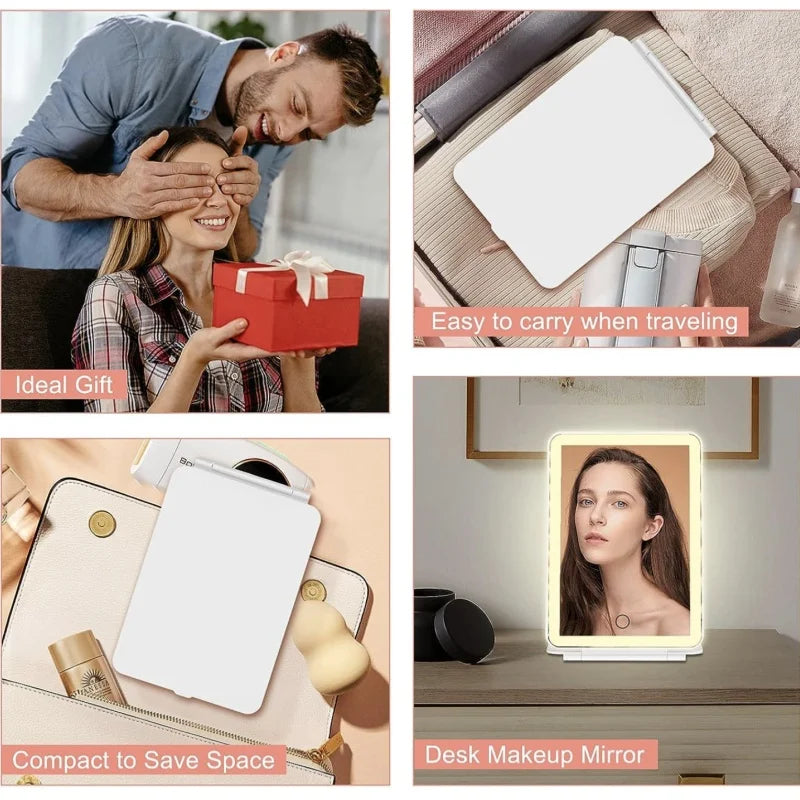 Rechargeable LED Makeup Mirror | Portable Travel Vanity Mirror