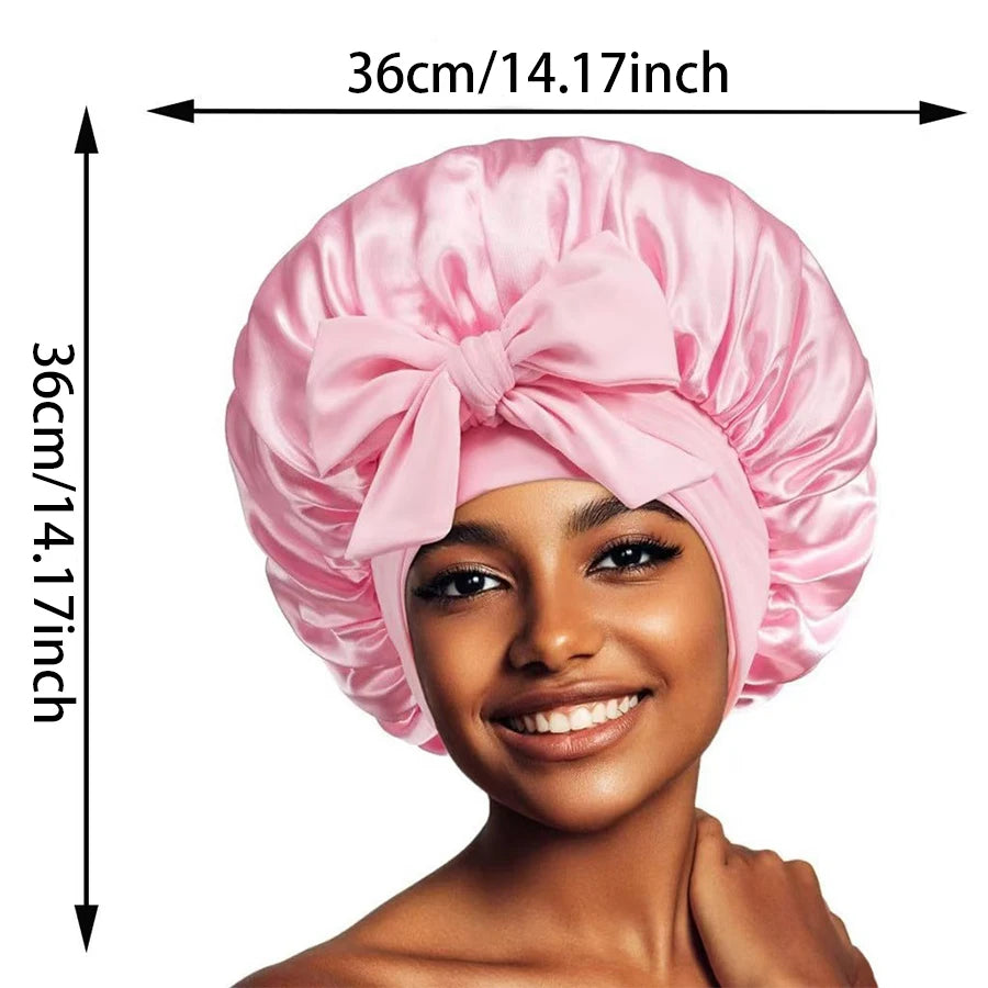 Luxury Satin Silk Bonnet – Adjustable Sleep Cap for Hair Protection