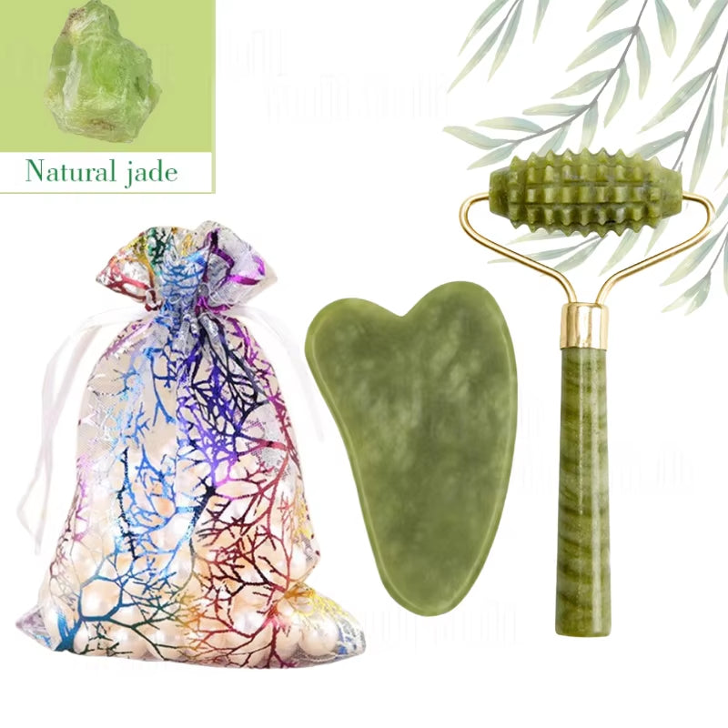 Rose Quartz Jade Roller & Gua Sha Facial Massage Set