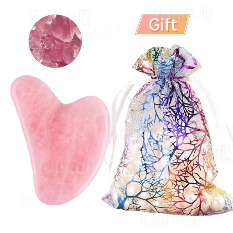 Rose Quartz Jade Roller & Gua Sha Facial Massage Set