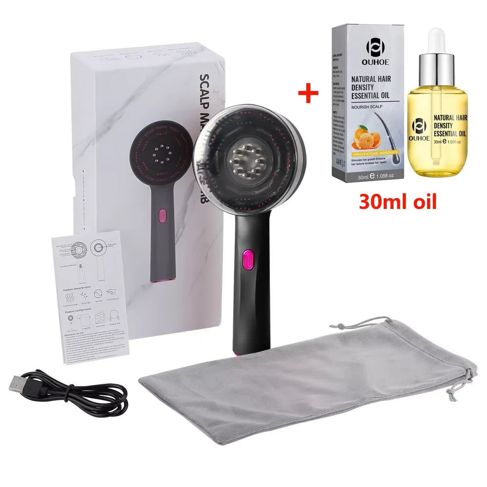 3-in-1 Red Light Scalp Massager & Hair Oil Applicator Brush